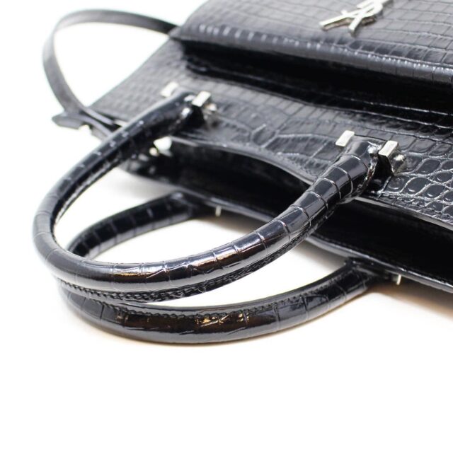 YSL #42427 Uptown Black Embossed Leather Crossbody Bag 6