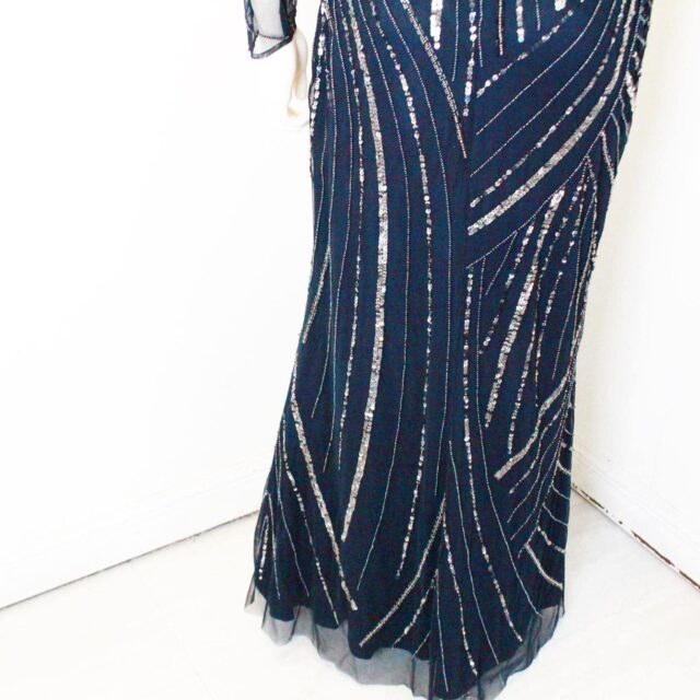 ADRIANNA PAPELL #43029 Navy Sequin Long Dress (Size 4) 6