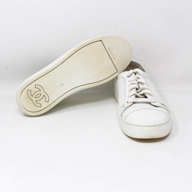 CHANEL #42876 White Leather Trainers Sneakers (US 6 EU 36) d