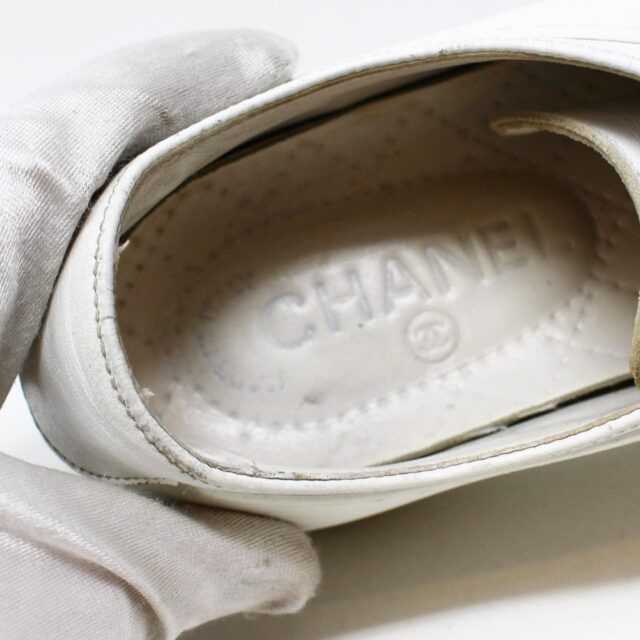 CHANEL #42876 White Leather Trainers Sneakers (US 6 EU 36) j