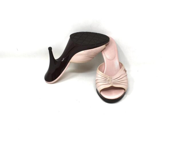 CHANEL #42948 Pink Ruched Leather Zen Toe Heels (US 6 EU 36) 4
