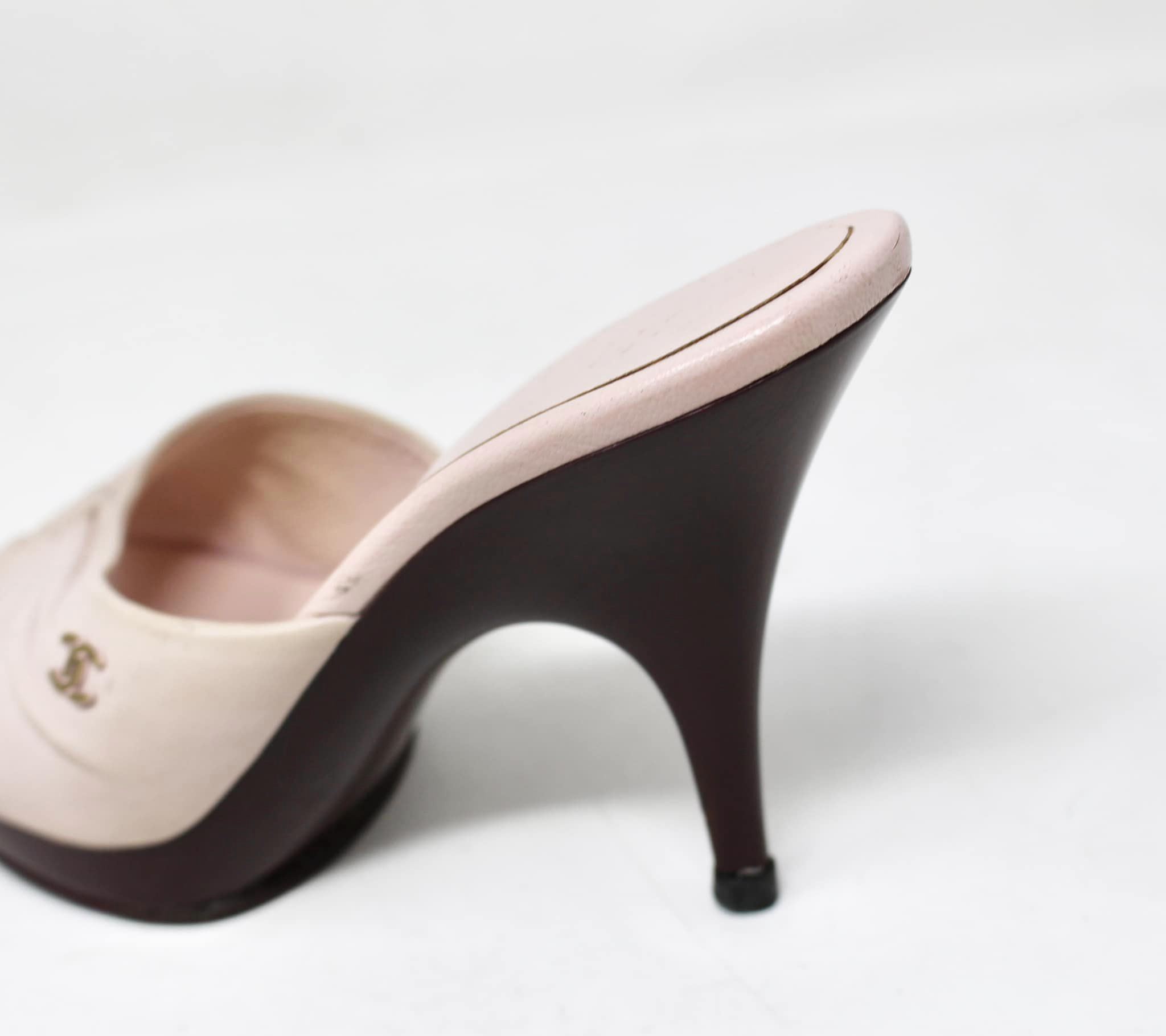CHANEL #42948 Pink Ruched Leather Zen Toe Heels (US 6 EU 36) 6