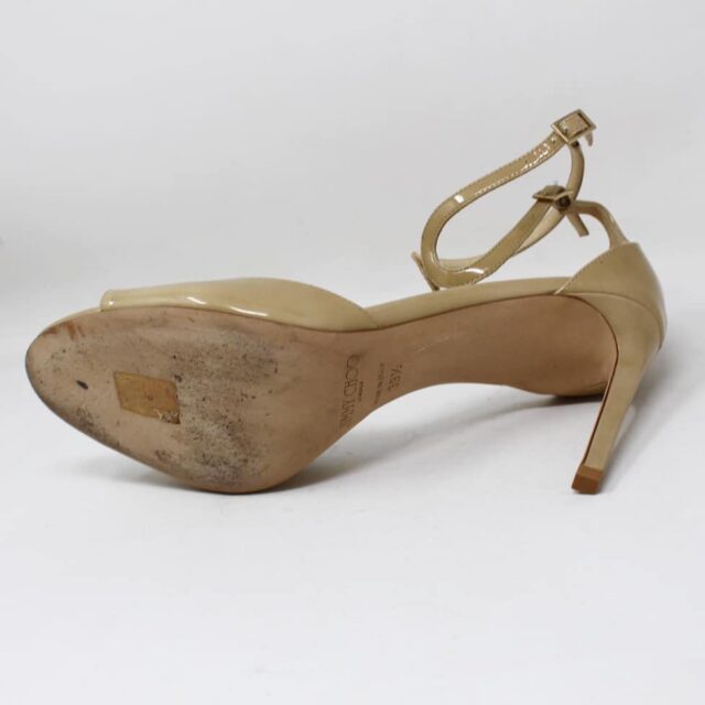JIMMY CHOO #42893 Beige Patent Leather Open Toe Heels (US 9.5 EU 39.5) 8