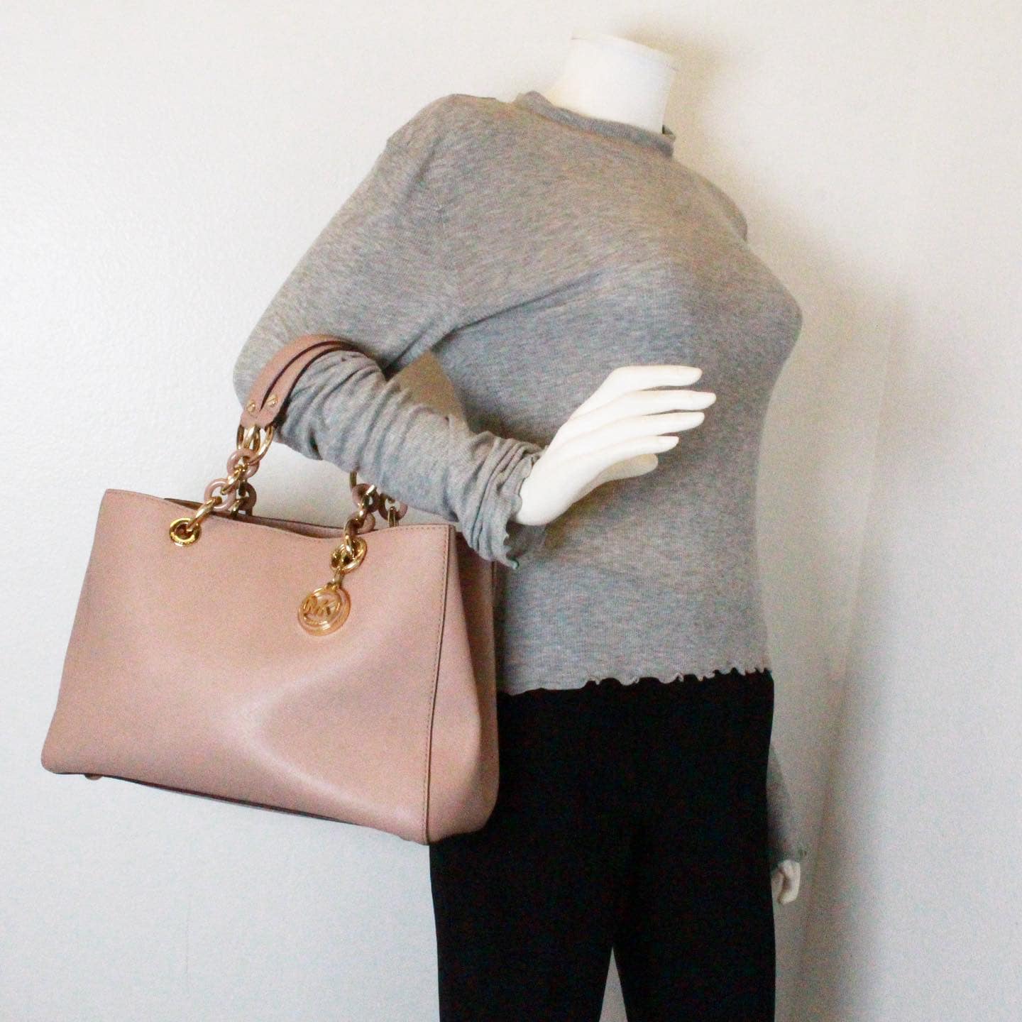 MICHAEL KORS #43025 Pink Rosewood Leather Handbag 8