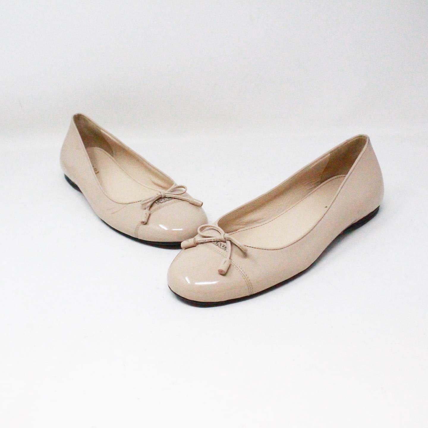 PRADA #43099 Nude Patent Leather Ballerina Flats (US 7.5 EU 37.5) 1