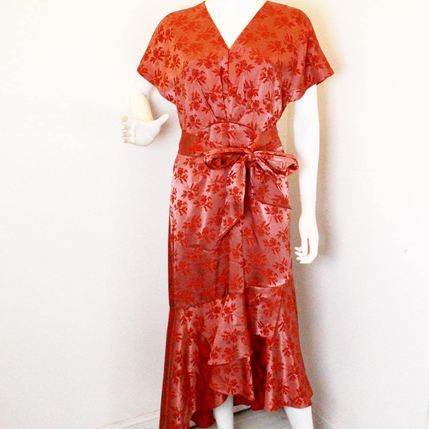 SACHIN & BABI #43039 Red Floral Long Dress (Size 10) 1