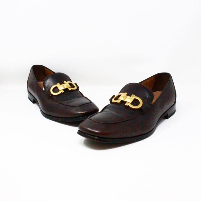 SALVATORE FERRAGAMO #43035 Mens Brown Leather Shoes (US 10.5 EU 41.5) 1