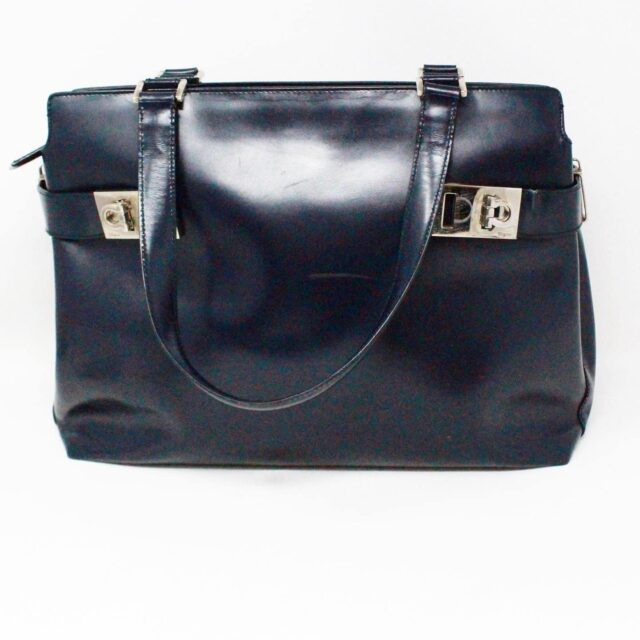 SALVATORE FERRAGAMO #43130 Gancini Blue Leather Handbag 1