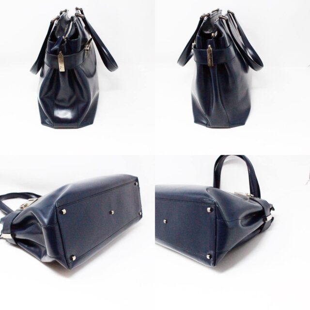 SALVATORE FERRAGAMO #43130 Gancini Blue Leather Handbag 3