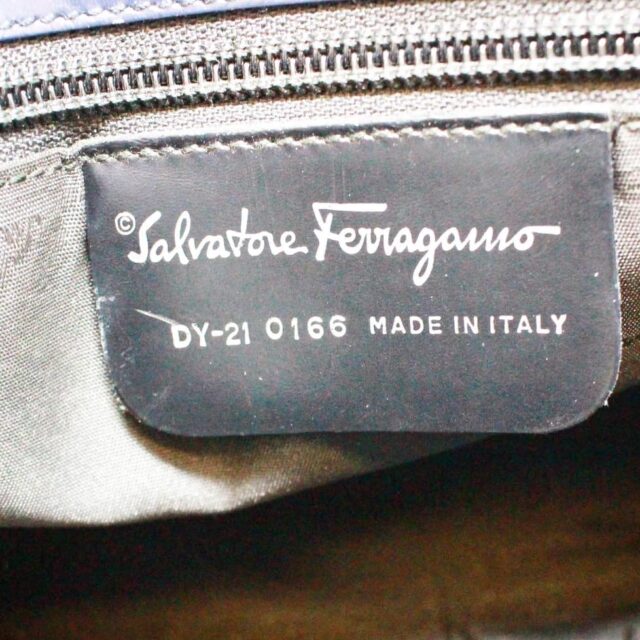 SALVATORE FERRAGAMO #43130 Gancini Blue Leather Handbag 7