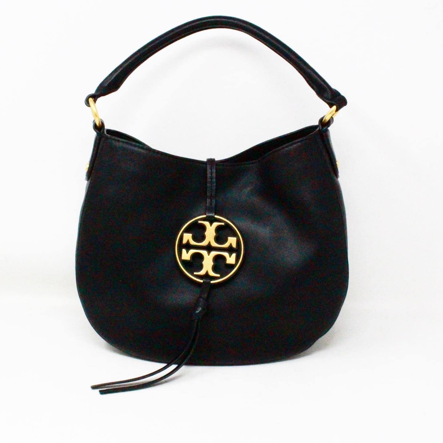 TORY BURCH #43047 Miller Metal Black Leather Handbag 1