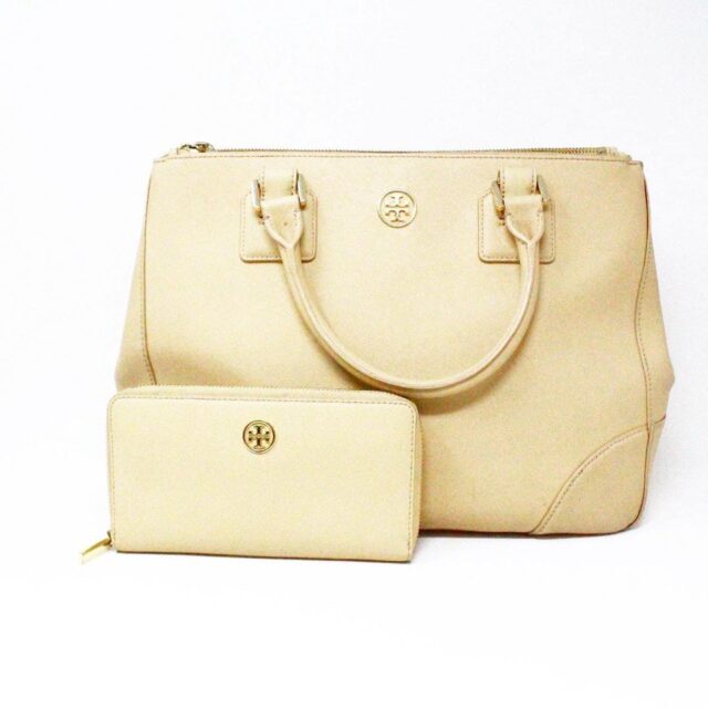 TORY BURCH #43079 Ivory Leather Handbag With Wallet 1