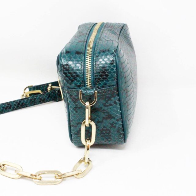 VERSACE #43059 Collection Turquoise Snake Print Crossbody Bag 4