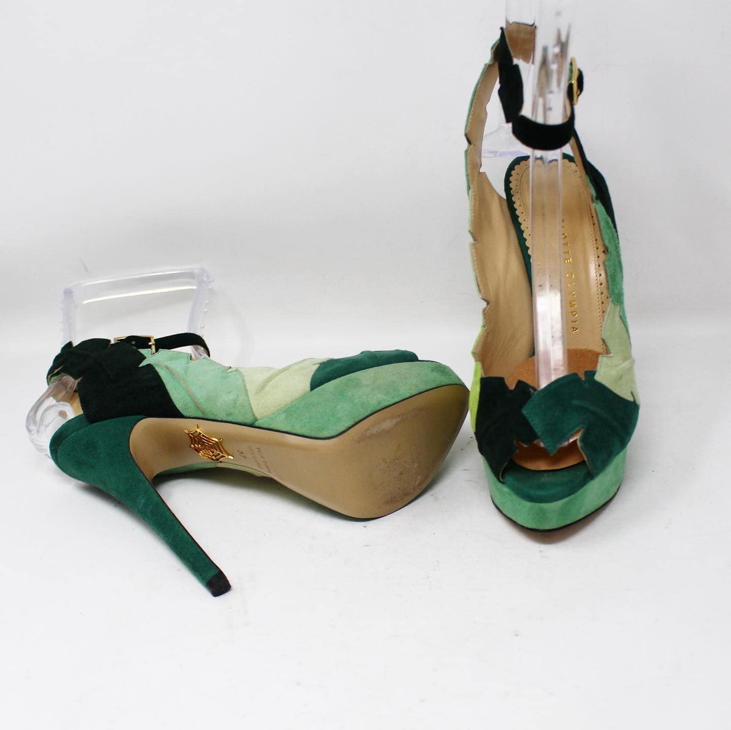 CHARLOTTE OLYMPIA #44003 Suede Leaf Heels Size 37 – ALL YOUR BLISS