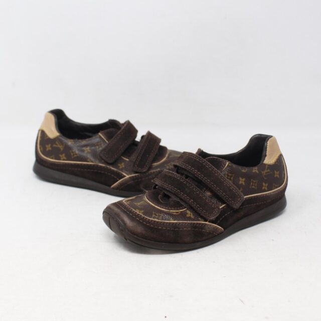 LOUIS VUITTON #HPDNH3 Kids Low Top Monogram Sneakers Size 27