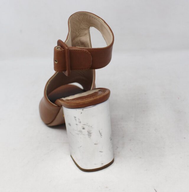 PRADA #R1ACPY Peeptoe Ankle Wrap Heels Size 38