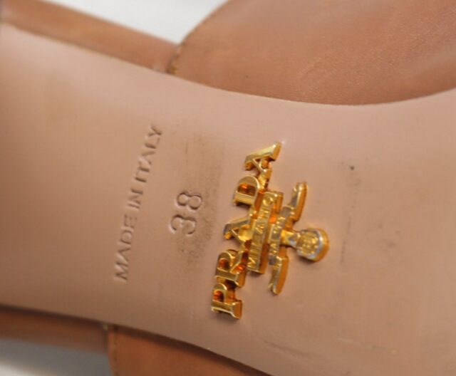 PRADA #R1ACPY Peeptoe Ankle Wrap Heels Size 38