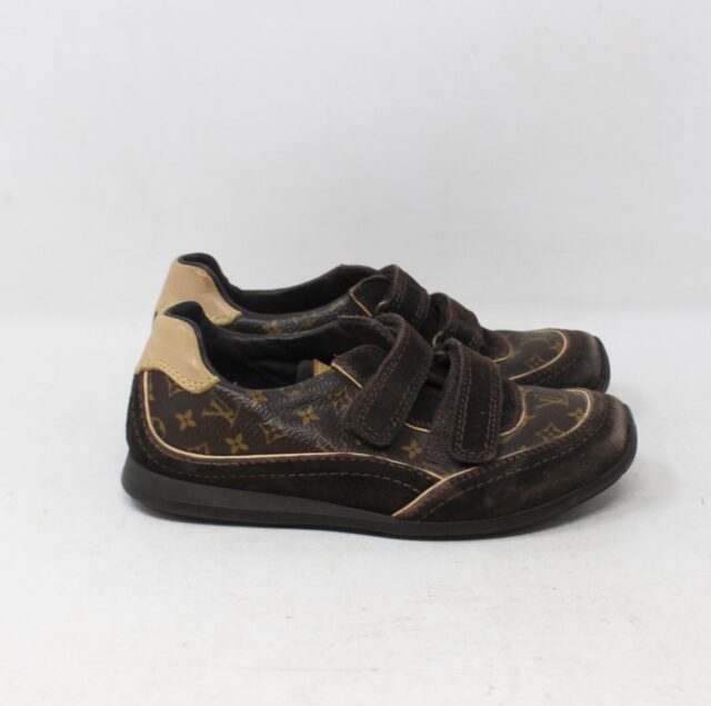 LOUIS VUITTON #HPDNH3 Kids Low Top Monogram Sneakers Size 27