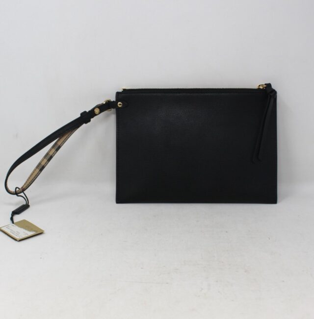 BURBERRY #DDZ2B3 Leather Wristlet Pouch