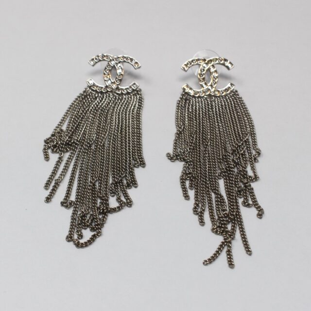 CHANEL #N23EXZ Rhinestone Fringe Earrings