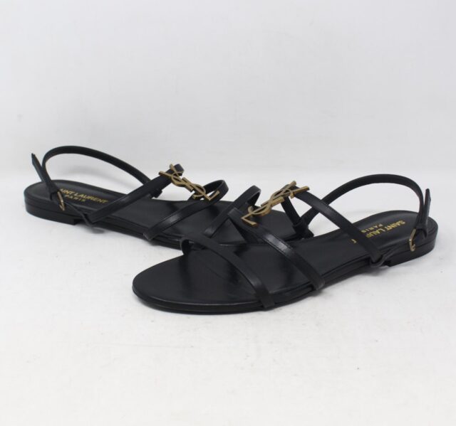 SAINT LAURENT #BF6SAS Cassandra Slingback Sandals Size 38.5