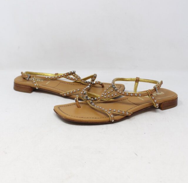 PRADA #K1V9HA Studded Rhinestone Sandals Size 37