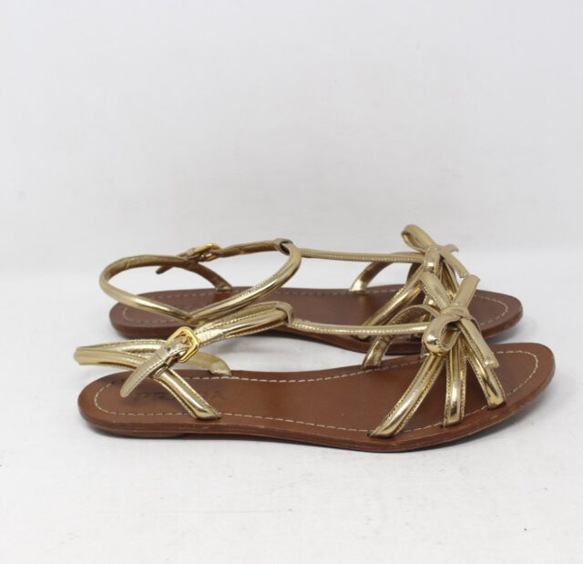 PRADA #5YRRTE Bow Flat Sandals Size 38
