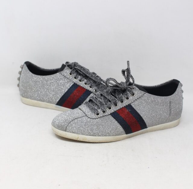 GUCCI #FFWXNK Web Bambi Glitter Sneakers Size 37.5