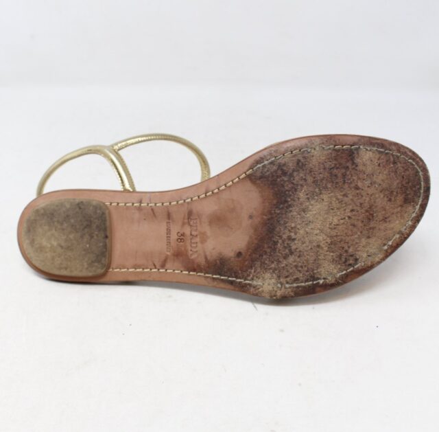 PRADA #5YRRTE Bow Flat Sandals Size 38