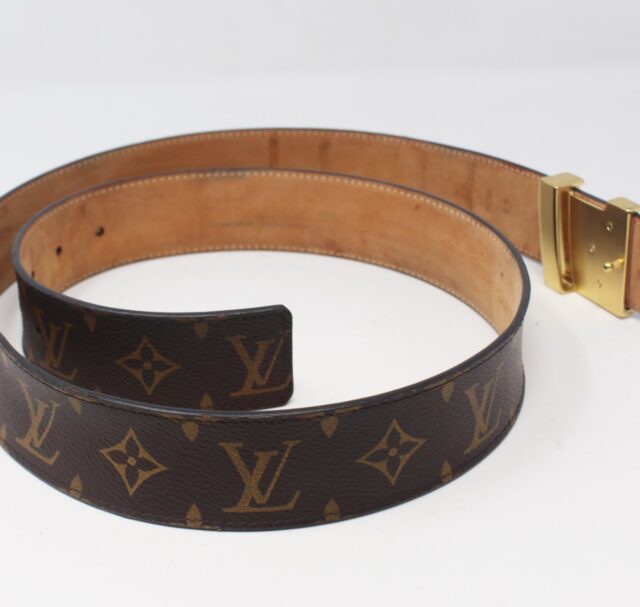 LOUIS VUITTON #9JBUUA Monogram Canvas Pyramide 40mm Belt  | Size 100/40