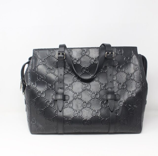 GUCCI #BN74VW Embossed Large Tote Bag