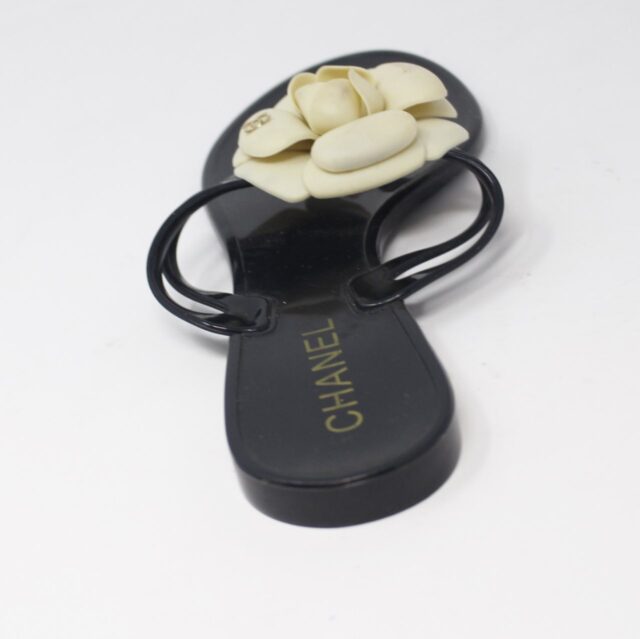 CHANEL #FFGL9T Jelly Camellia Flip Flops Size 37
