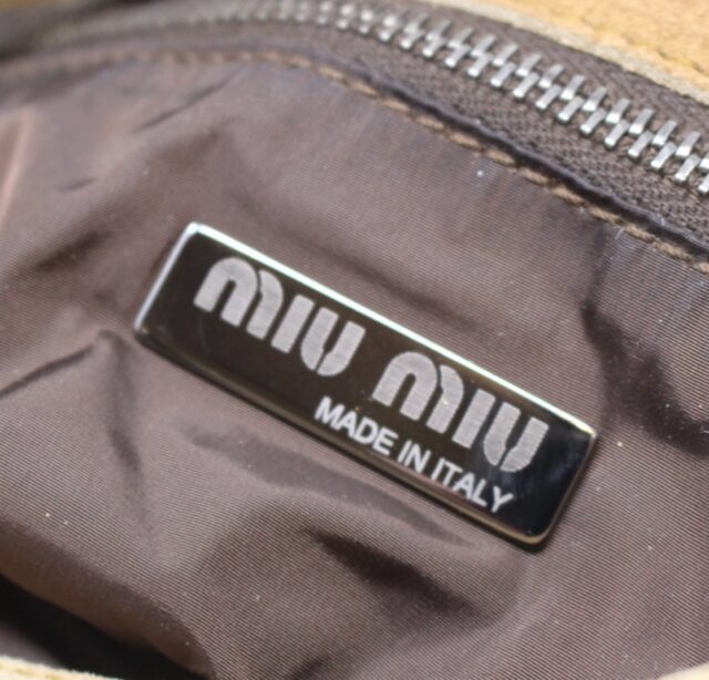 MIU MIU #Ae9YJA Braided Suede Shoulder Bag