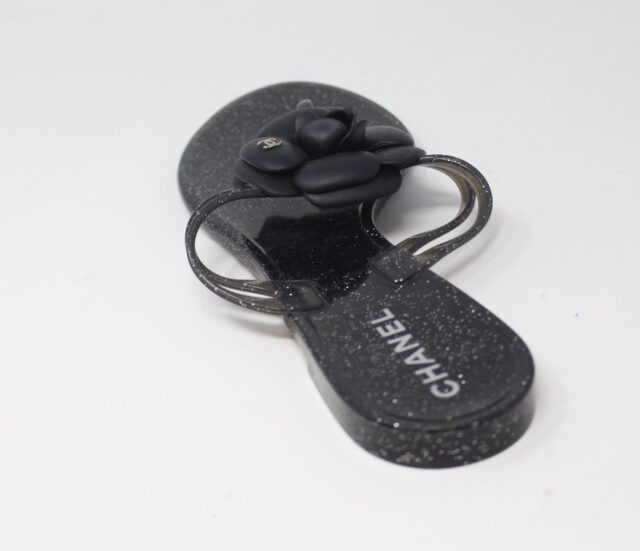 CHANEL #736ESF Jelly Camellia Flip Flops Size 39