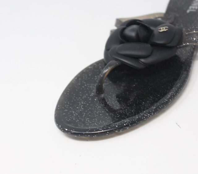 CHANEL #736ESF Jelly Camellia Flip Flops Size 39