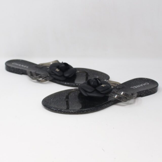 CHANEL #736ESF Jelly Camellia Flip Flops Size 39