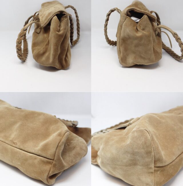 MIU MIU #Ae9YJA Braided Suede Shoulder Bag