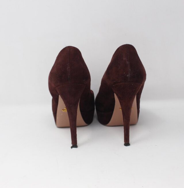 PRADA #A4VSS2 Peep Toe Suede Pumps Size 36