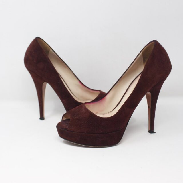 PRADA #A4VSS2 Peep Toe Suede Pumps Size 36