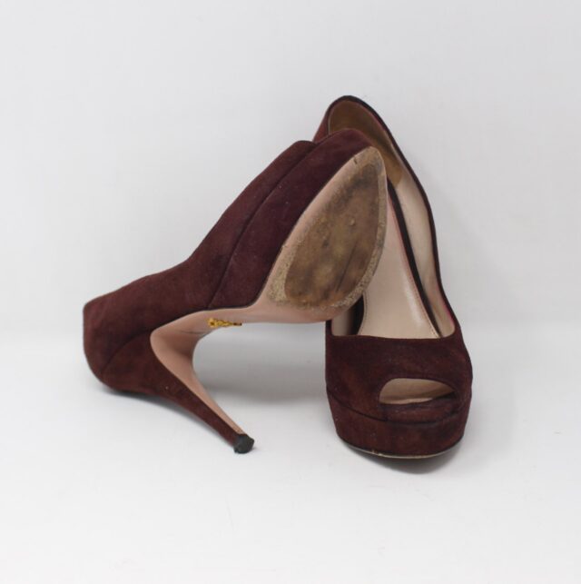PRADA #A4VSS2 Peep Toe Suede Pumps Size 36