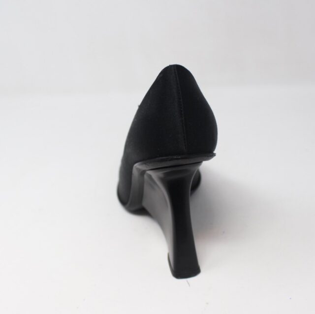 PRADA #6E7ENN Satin Wedge Heels Size 36.5