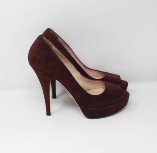 PRADA #A4VSS2 Peep Toe Suede Pumps Size 36