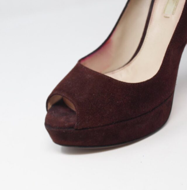 PRADA #A4VSS2 Peep Toe Suede Pumps Size 36