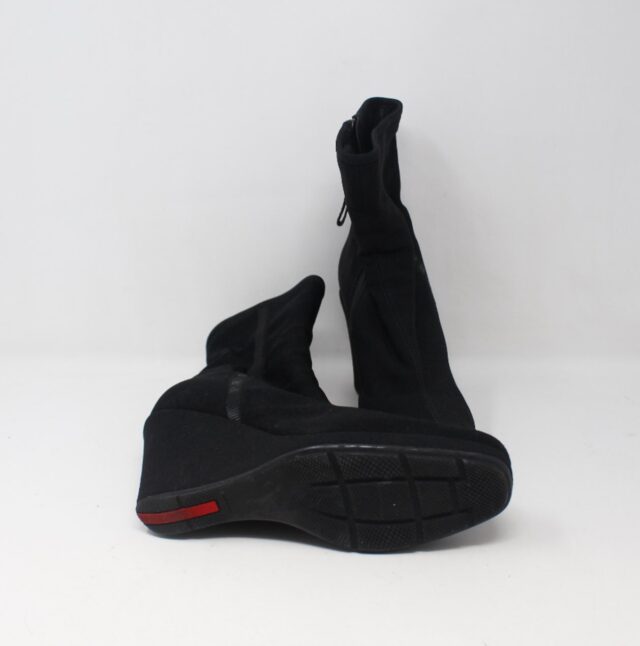 PRADA #D49R65 Nylon Wedge Ankle Boots Size 36