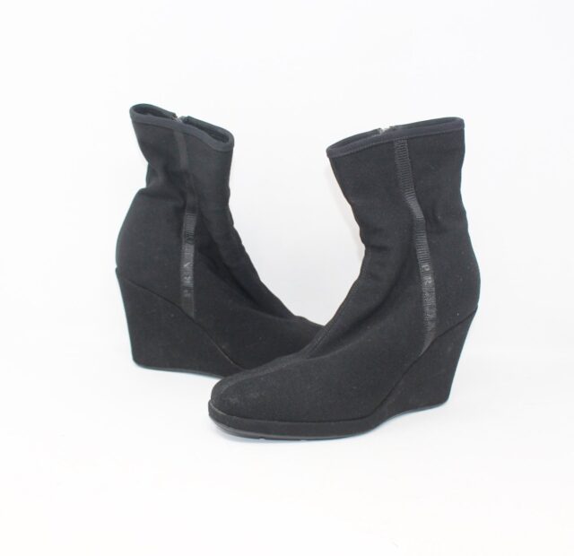 PRADA #D49R65 Nylon Wedge Ankle Boots Size 36