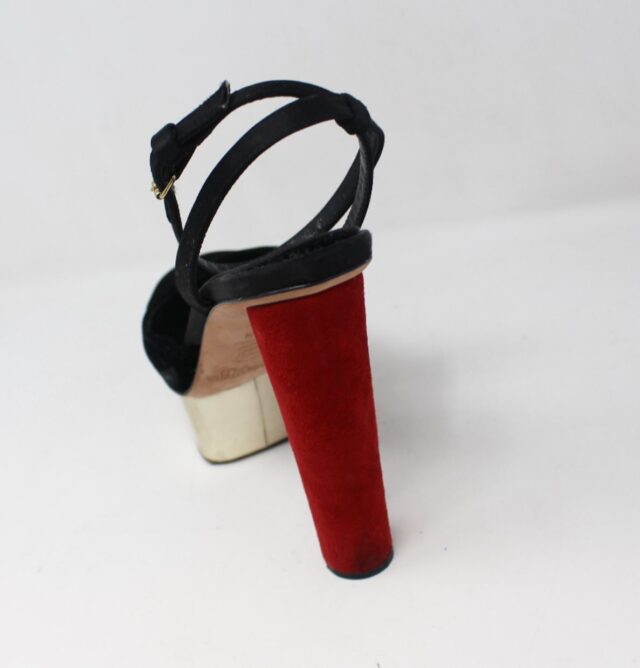 GIAMBATTISTA VALLI #14UWYQ Suede Silk Platform Heels Size 38.5