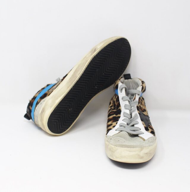 GOLDEN GOOSE #P4L3HN Mid Star Leopard Sneakers Size 38