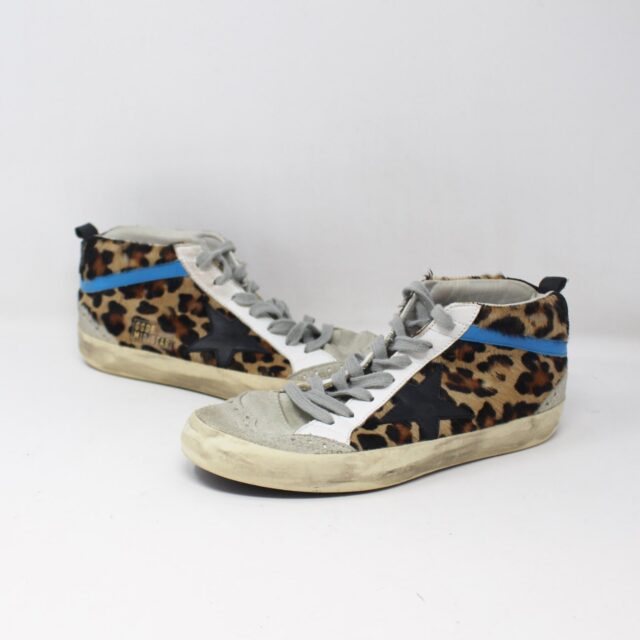 GOLDEN GOOSE #P4L3HN Mid Star Leopard Sneakers Size 38