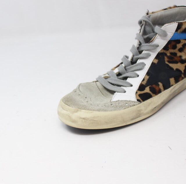 GOLDEN GOOSE #P4L3HN Mid Star Leopard Sneakers Size 38
