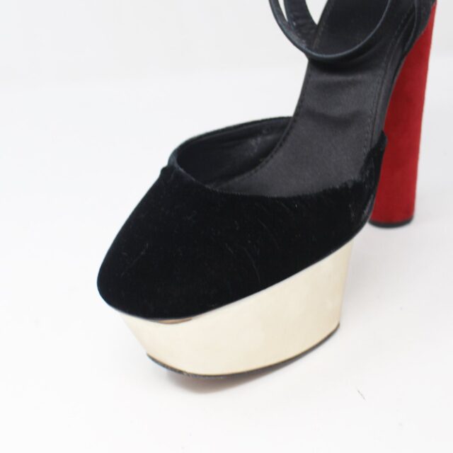 GIAMBATTISTA VALLI #14UWYQ Suede Silk Platform Heels Size 38.5